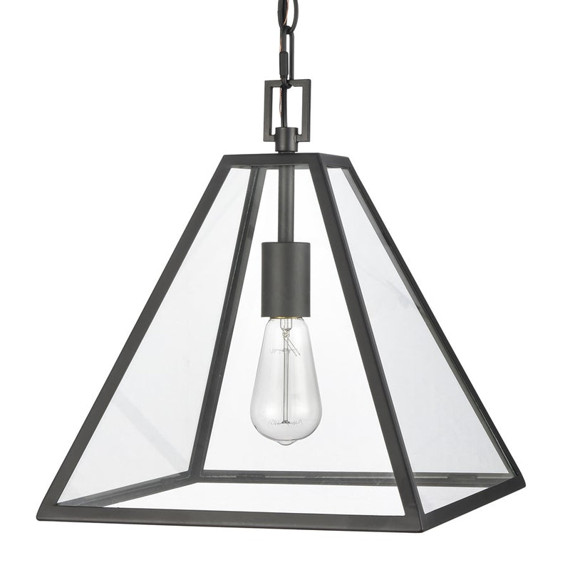 Atlas Lighting Tangent 12in 1-Light Pendant | Modern Matte Black and Clear Glass | Kitchen Island & Dining Room | Model CL11834-BK