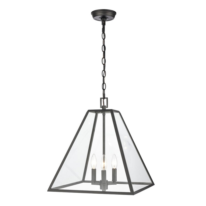 Atlas Lighting Tangent 16'' Wide 3Lt Pendant, Matte black/Clear