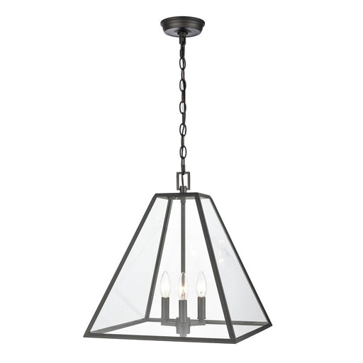 Atlas Lighting Tangent 16'' Wide 3Lt Pendant, Matte black/Clear