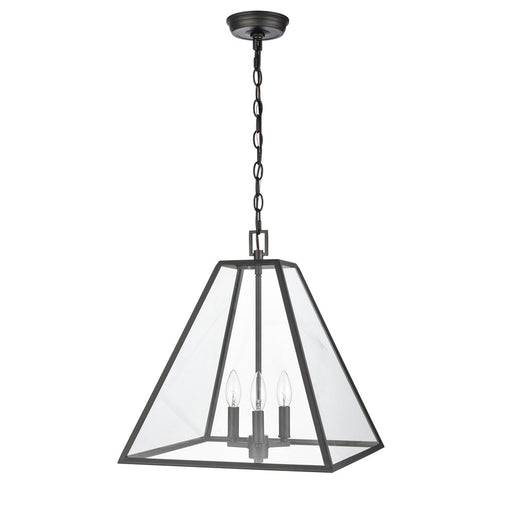 Atlas Lighting Tangent 16'' Wide 3Lt Pendant, Matte black/Clear