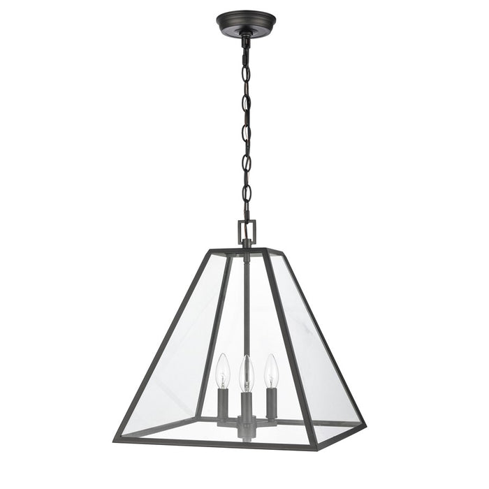 Atlas Lighting Tangent 16'' Wide 3Lt Pendant, Matte black/Clear