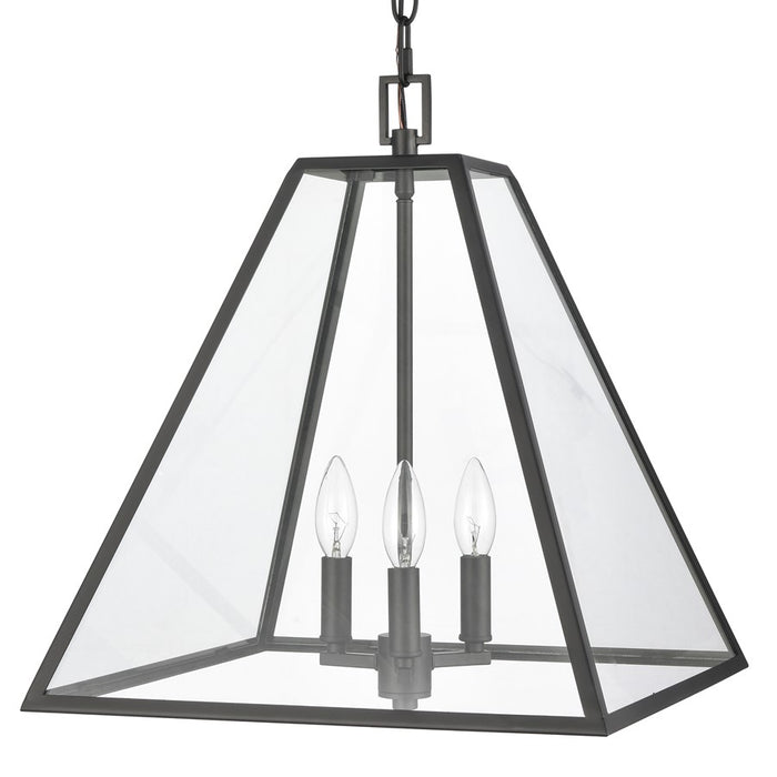 Atlas Lighting Tangent 16'' Wide 3Lt Pendant, Matte black/Clear
