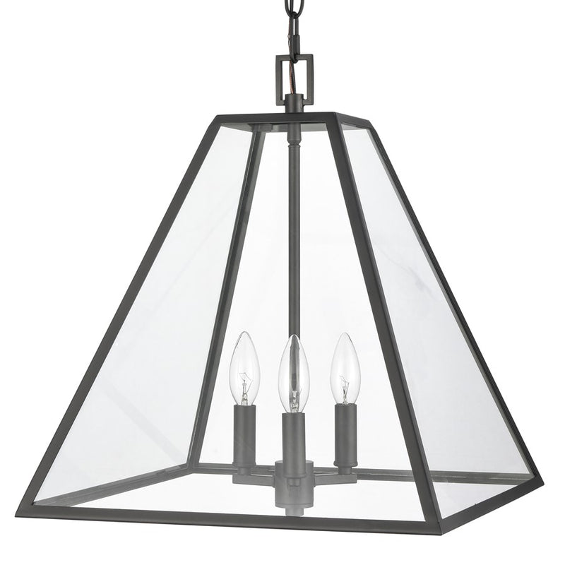 Atlas Lighting Tangent 16in 3-Light Pendant | Modern Matte Black and Clear Glass | Kitchen Island & Dining Room | 16 x 16 x 17.5 in | Model CL11835-BK