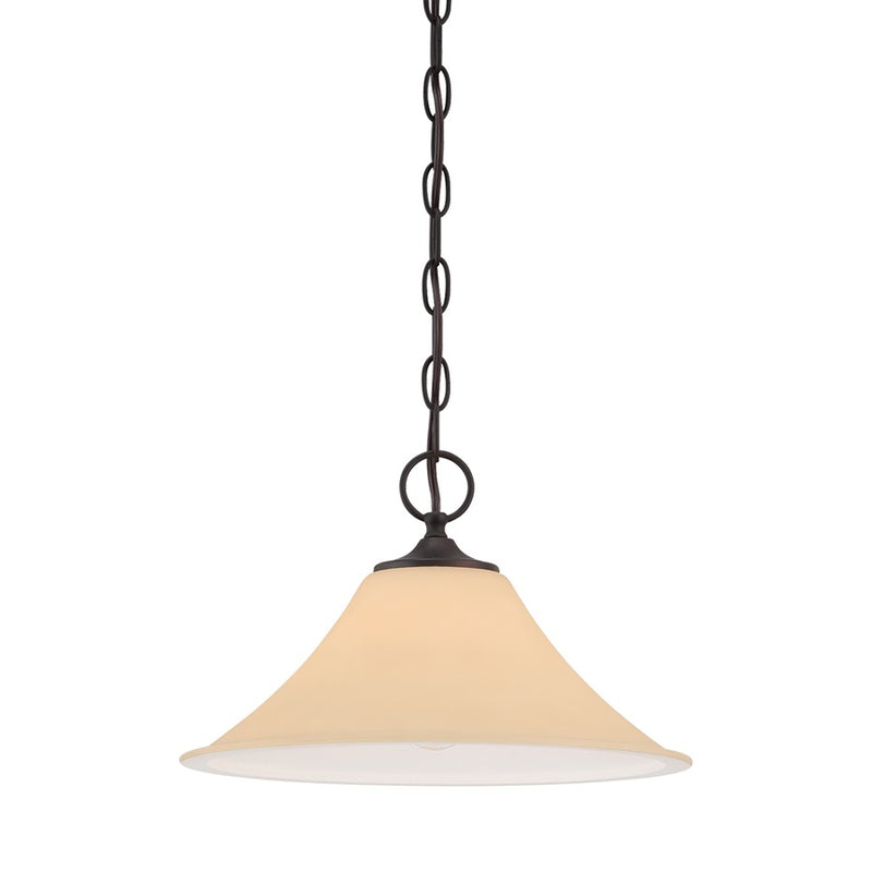 Atlas Lighting Treme 13in 1-Light Pendant | Traditional Espresso and Amber Glass | Kitchen Island & Dining Room | 13 x 13 x 13 in | Model CL11836-BN