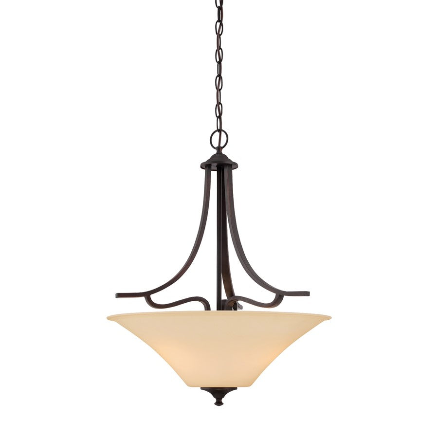 Atlas Lighting Treme 20'' Wide 3Lt Pendant, Espresso/Amber