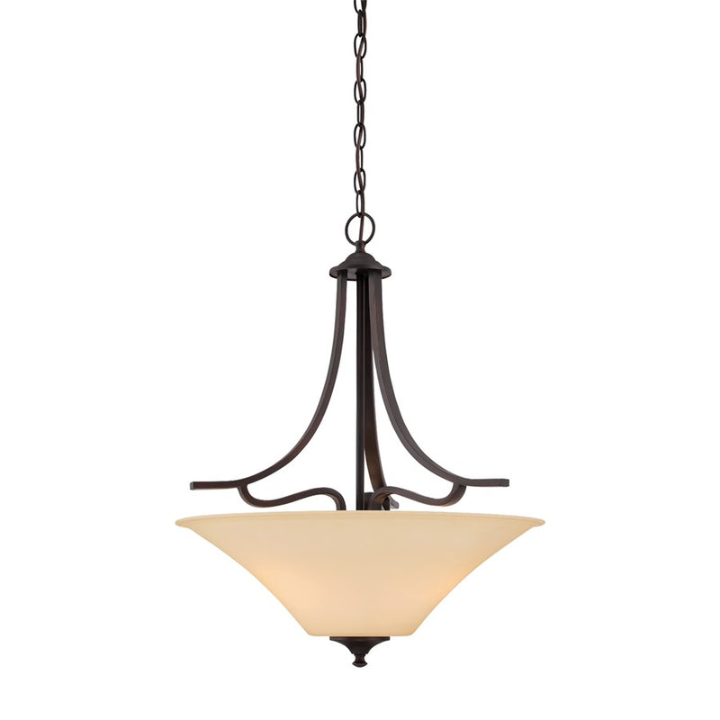 Atlas Lighting Treme 20in 3-Light Pendant | Traditional Espresso and Amber Glass | Kitchen Island & Dining Room | 20 x 20 x 20 in | Model CL11837-BN
