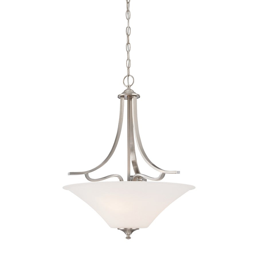 Atlas Lighting Treme 20'' Wide 3Lt Pendant, Brushed Nickel/White