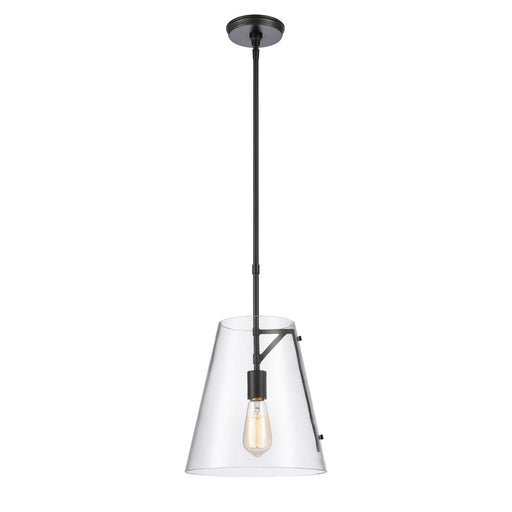 Atlas Lighting Trustle 11'' Wide 1Lt Pendant, Matte Black/Clear