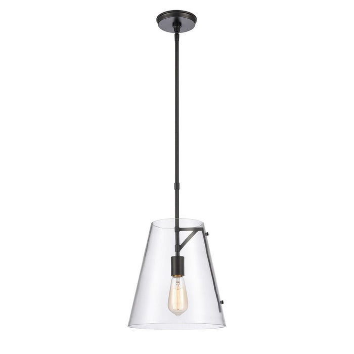 Atlas Lighting Trustle 11'' Wide 1Lt Pendant, Matte Black/Clear