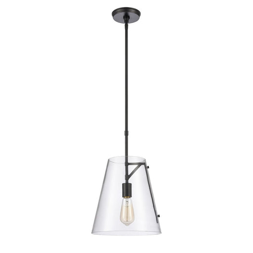 Atlas Lighting Trustle 11'' Wide 1Lt Pendant, Matte Black/Clear