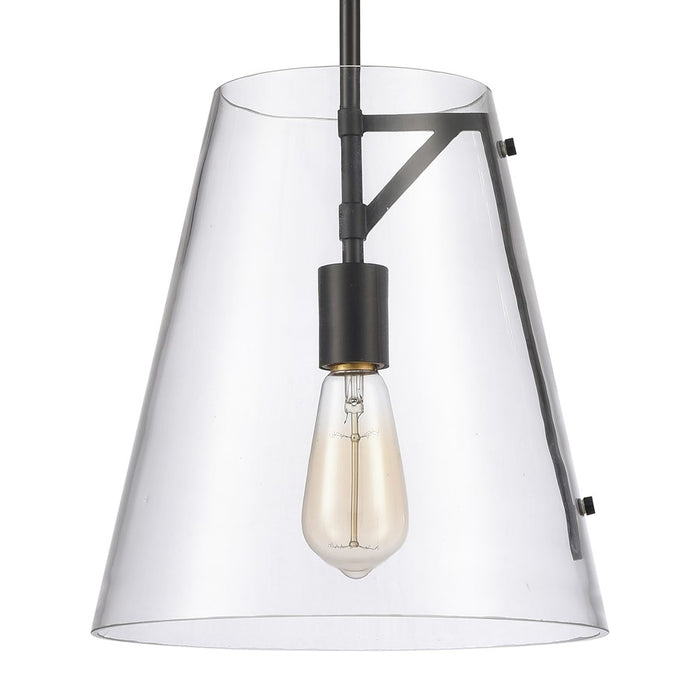 Atlas Lighting Trustle 11'' Wide 1Lt Pendant, Matte Black/Clear