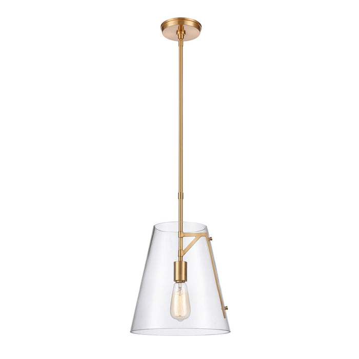 Atlas Lighting Trustle 11'' Wide 1Lt Pendant, Satin Brass/Clear