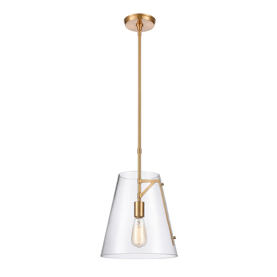 Atlas Lighting Trustle 11'' Wide 1Lt Pendant, Satin Brass/Clear
