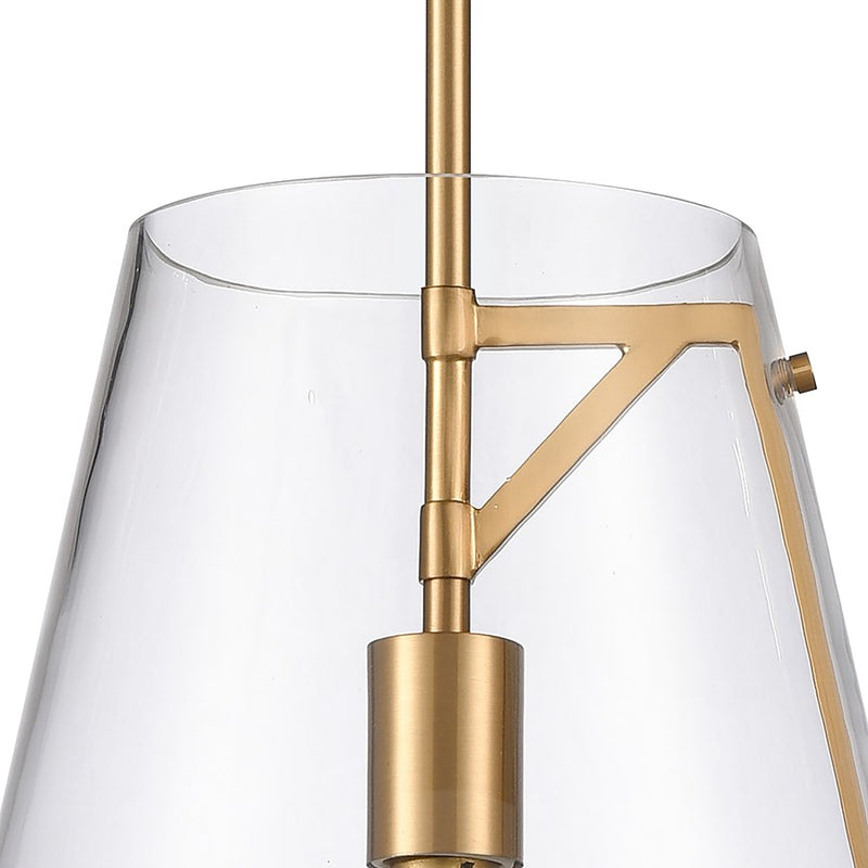 Atlas Lighting Trustle 11in 1-Light Pendant | Modern Industrial Satin Brass and Clear Glass | Kitchen Island & Dining Room | Model CL11839-BS