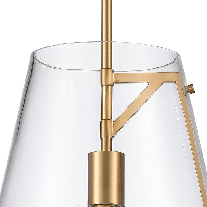 Atlas Lighting Trustle 11'' Wide 1Lt Pendant, Satin Brass/Clear