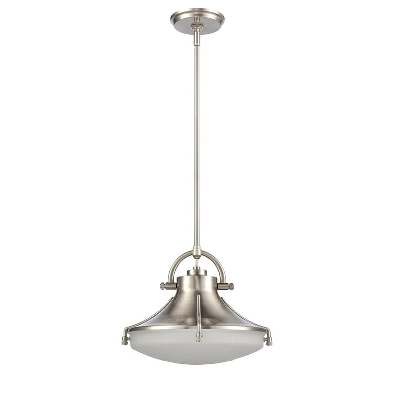 Atlas Lighting Urbanite CL11840-NK 13in 1-Light Pendant | Transitional Satin Nickel and Frosted Glass | Kitchen Island & Dining | Model CL11840-NK