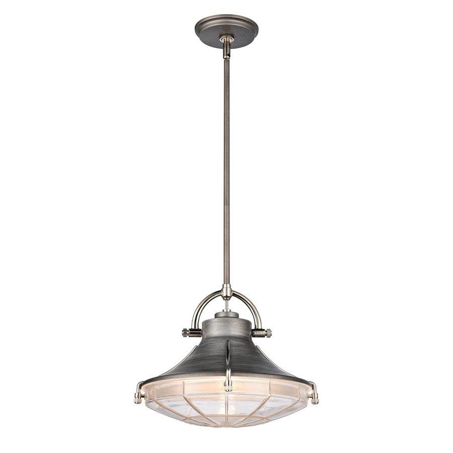 Atlas Lighting Urbanite 13'' Wide 1Lt Pendant, Weathered Zinc/Clear