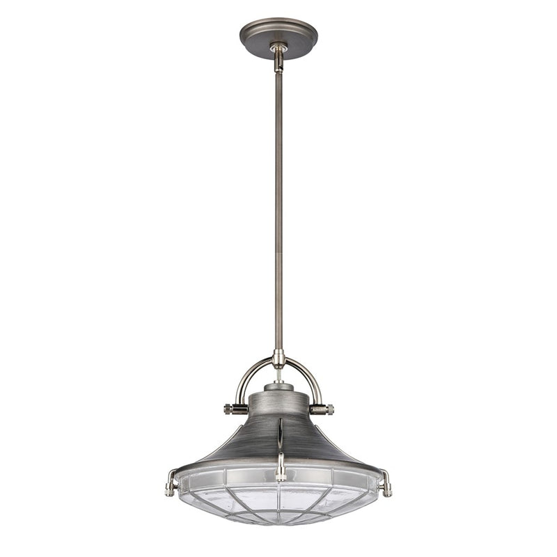 Atlas Lighting Urbanite 13in 1-Light Pendant | Industrial Weathered Zinc and Clear Glass | Kitchen Island & Dining Room | Model CL11840-SV