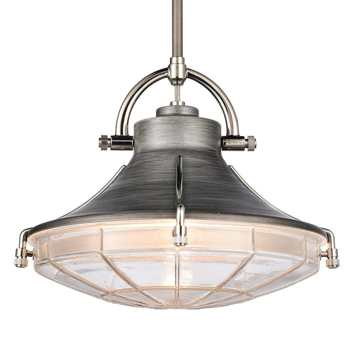 Atlas Lighting Urbanite 13'' Wide 1Lt Pendant, Weathered Zinc/Clear