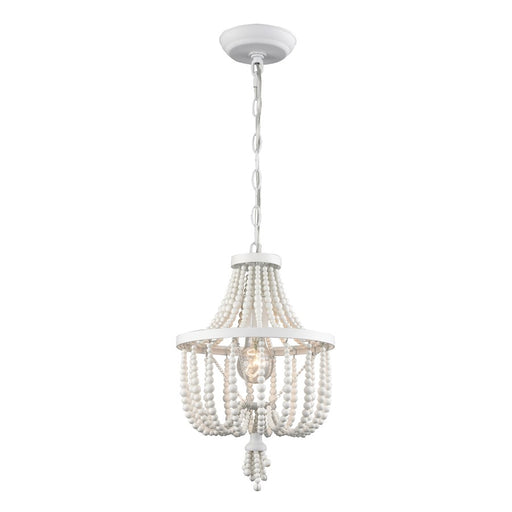 Atlas Lighting Virgin Queen 10'' Wide 1Lt Mini Pendant, White/White