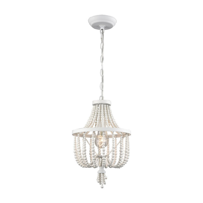 Atlas Lighting Virgin Queen 10'' Wide 1Lt Mini Pendant, White/White