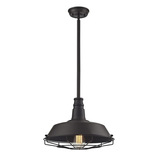 Atlas Lighting Warehouse Pendant 15''W 1Lt Pendant, Bronze/Bronze