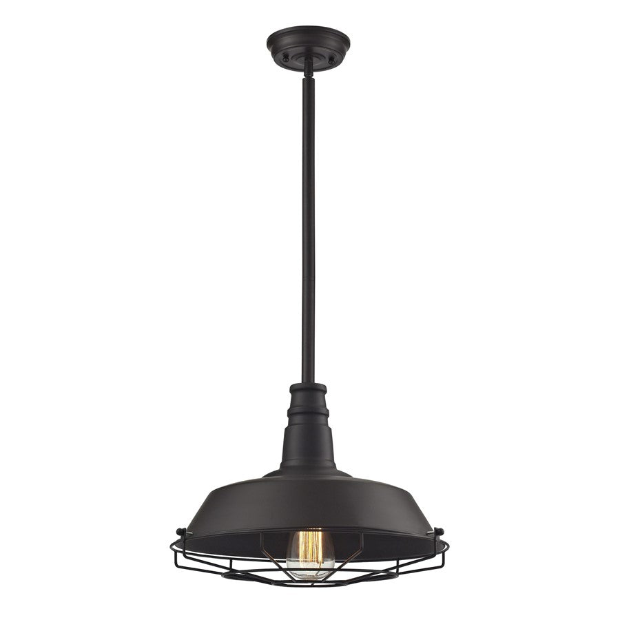 Atlas Lighting Warehouse Pendant 15''W 1Lt Pendant, Bronze/Bronze