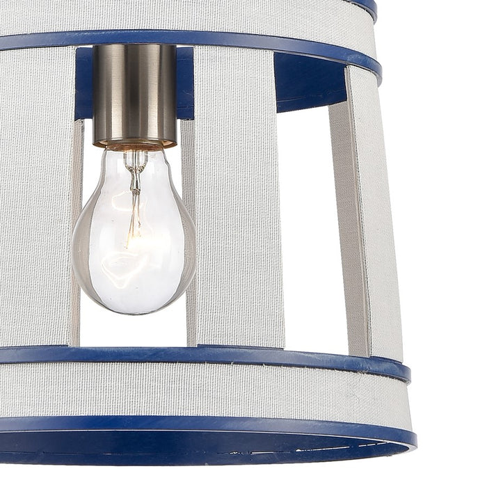 Atlas Lighting White Burlap 10'' Wide 1Lt Pendant, Ocean Blue/White