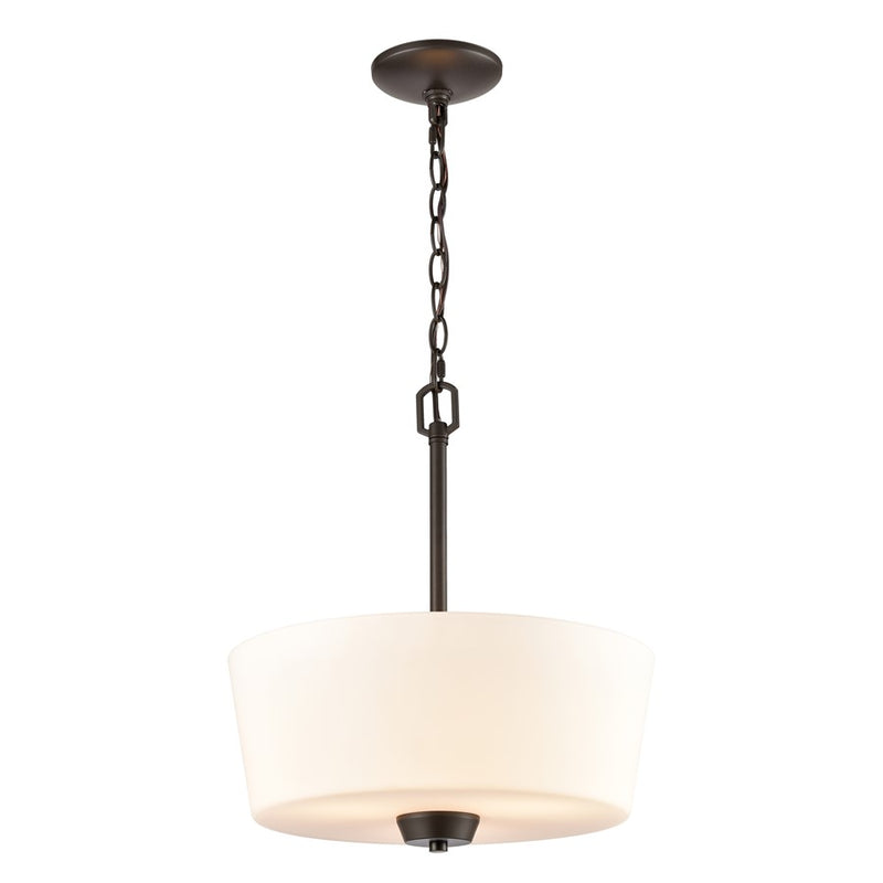 Atlas Lighting Winslow 15''W 3Lt Pendant, Oil Rubbed Bronze/White