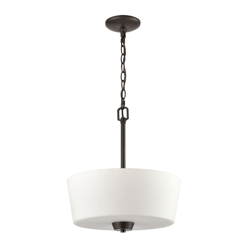 Atlas Lighting Winslow 15in 3-Light Pendant | Traditional Oil Rubbed Bronze and White Frosted Glass | Kitchen Island & Dining Room | Model CL11848-BZ