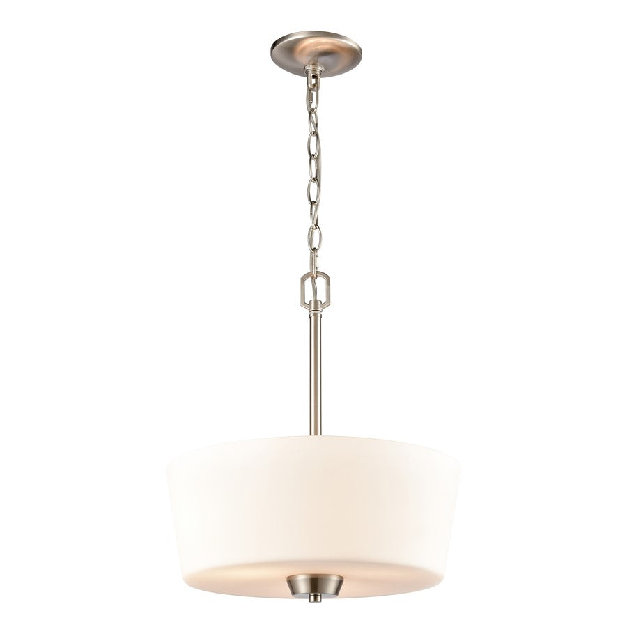 Atlas Lighting Winslow 15'' Wide 3Lt Pendant, Brushed Nickel/White