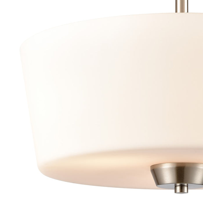 Atlas Lighting Winslow 15'' Wide 3Lt Pendant, Brushed Nickel/White