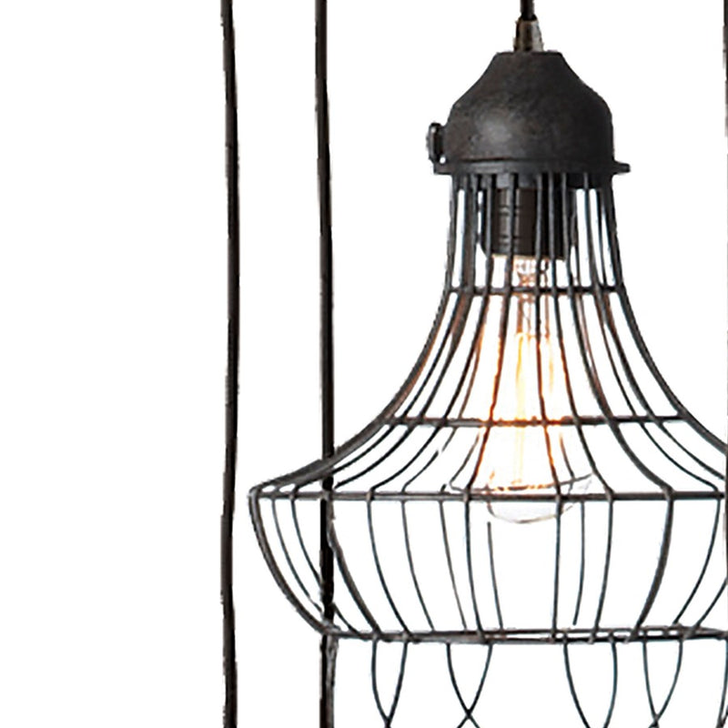 Atlas Lighting Wire 15in 5-Light Pendant | Transitional Oil Rubbed Bronze and Black Metal Lantern | Kitchen Island & Dining Room | Model CL11849-BK