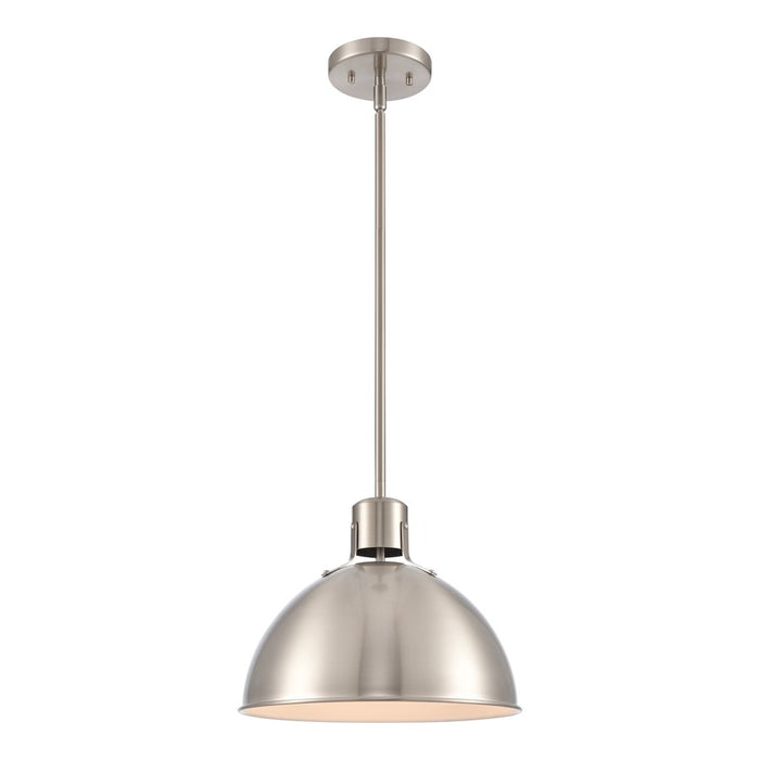 Atlas Lighting Zayne 12'' Wide 1Lt Pendant, Brushed Nickel/Silver
