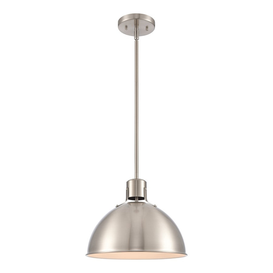 Atlas Lighting Zayne 12'' Wide 1Lt Pendant, Brushed Nickel/Silver