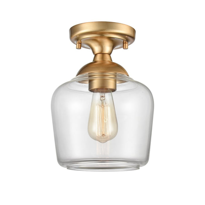 Atlas Lighting Agnes 8''W 1Lt Semi Flush Mount, Satin Brass/Clear