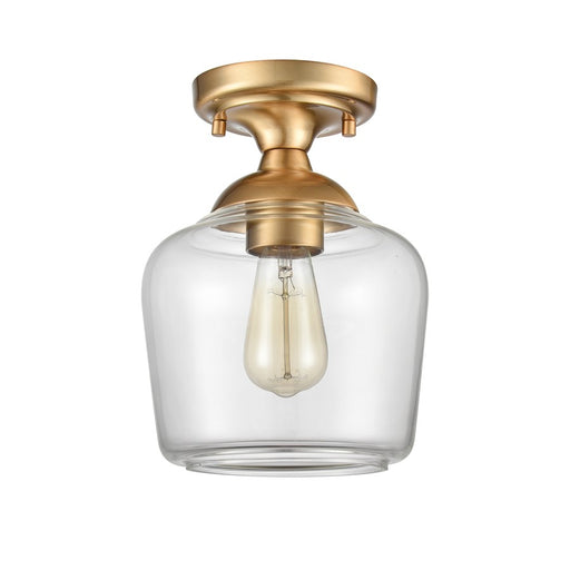 Atlas Lighting Agnes 8''W 1Lt Semi Flush Mount, Satin Brass/Clear