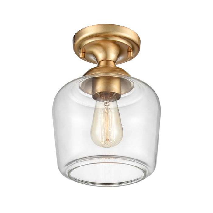 Atlas Lighting Agnes 8''W 1Lt Semi Flush Mount, Satin Brass/Clear