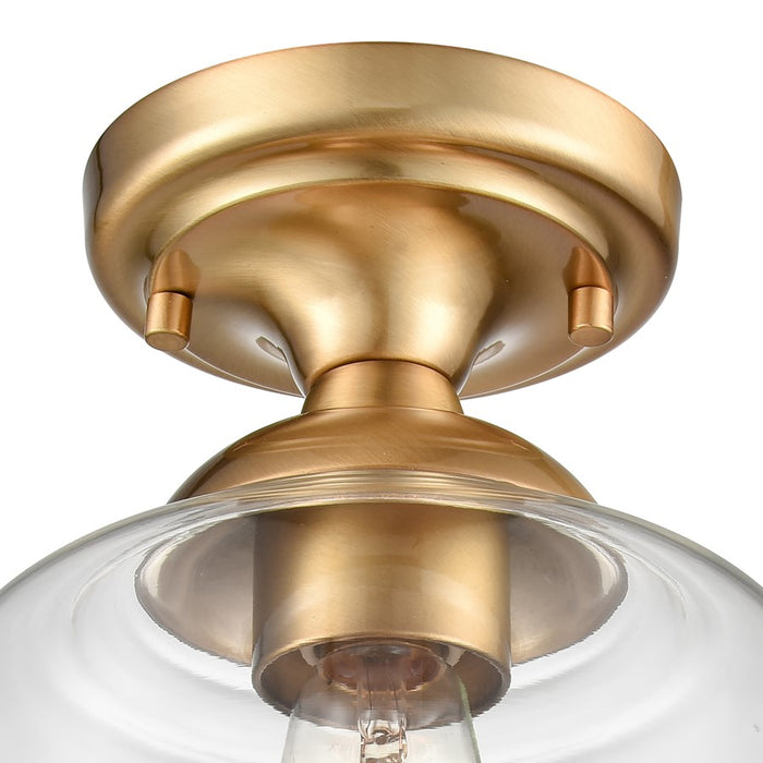 Atlas Lighting Agnes 8''W 1Lt Semi Flush Mount, Satin Brass/Clear