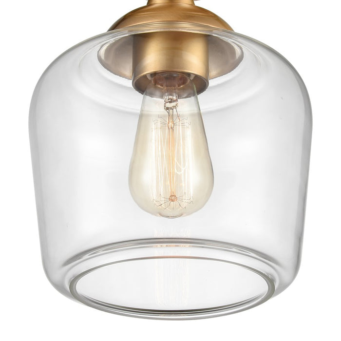 Atlas Lighting Agnes 8''W 1Lt Semi Flush Mount, Satin Brass/Clear