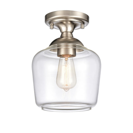 Atlas Lighting Agnes 8'' Wide 1Lt Semi Flush Mount, Nickel/Clear