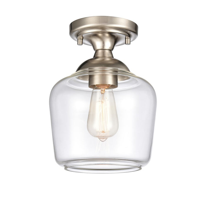 Atlas Lighting Agnes 8'' Wide 1Lt Semi Flush Mount, Nickel/Clear