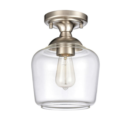 Atlas Lighting Agnes 8'' Wide 1Lt Semi Flush Mount, Nickel/Clear