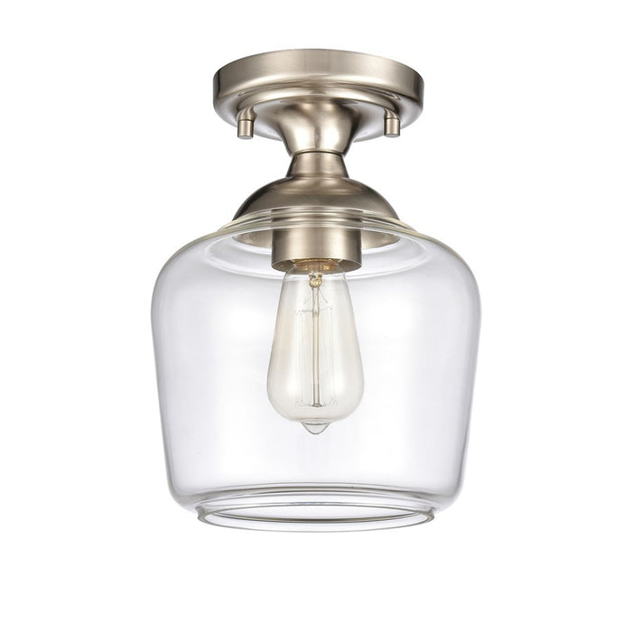Atlas Lighting Agnes 8'' Wide 1Lt Semi Flush Mount, Nickel/Clear