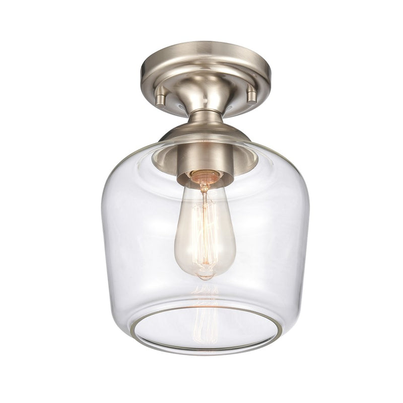 Atlas Lighting Agnes 8'' Wide 1Lt Semi Flush Mount, Nickel/Clear