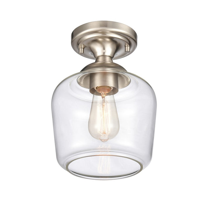 Atlas Lighting Agnes 8'' Wide 1Lt Semi Flush Mount, Nickel/Clear