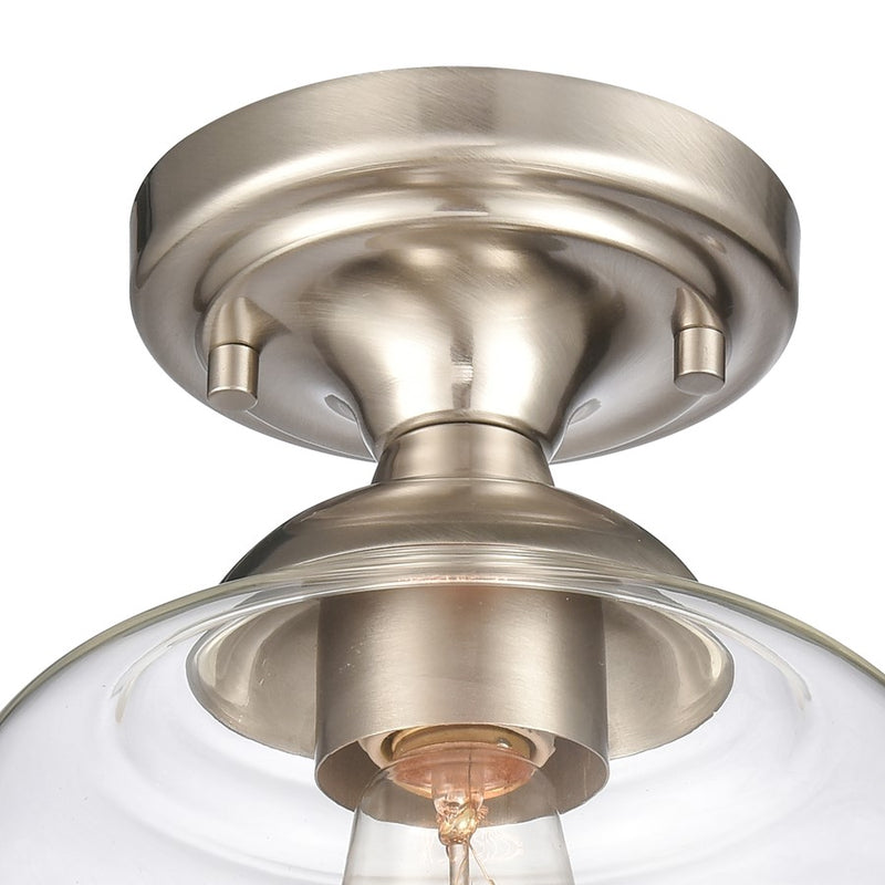 Atlas Lighting Agnes 8in 1-Light Semi Flush Mount | Transitional Satin Nickel and Clear Glass | Hallway & Small Bedroom | Model CL11854-NK