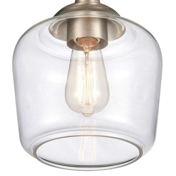 Atlas Lighting Agnes 8'' Wide 1Lt Semi Flush Mount, Nickel/Clear