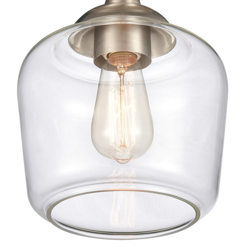 Atlas Lighting Agnes 8in 1-Light Semi Flush Mount | Transitional Satin Nickel and Clear Glass | Hallway & Small Bedroom | Model CL11854-NK