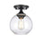 Atlas Lighting Angie 8''W 1Lt Semi Flush Mount, Matte Black/Clear